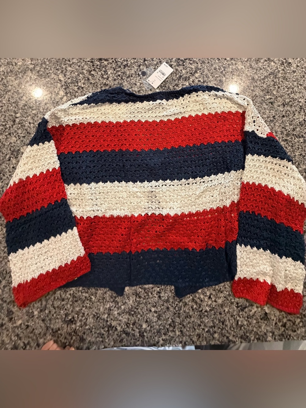 33 Degrees Open Cardigan. Patriotic themed! Bell sleeves. Size 3x. NWT